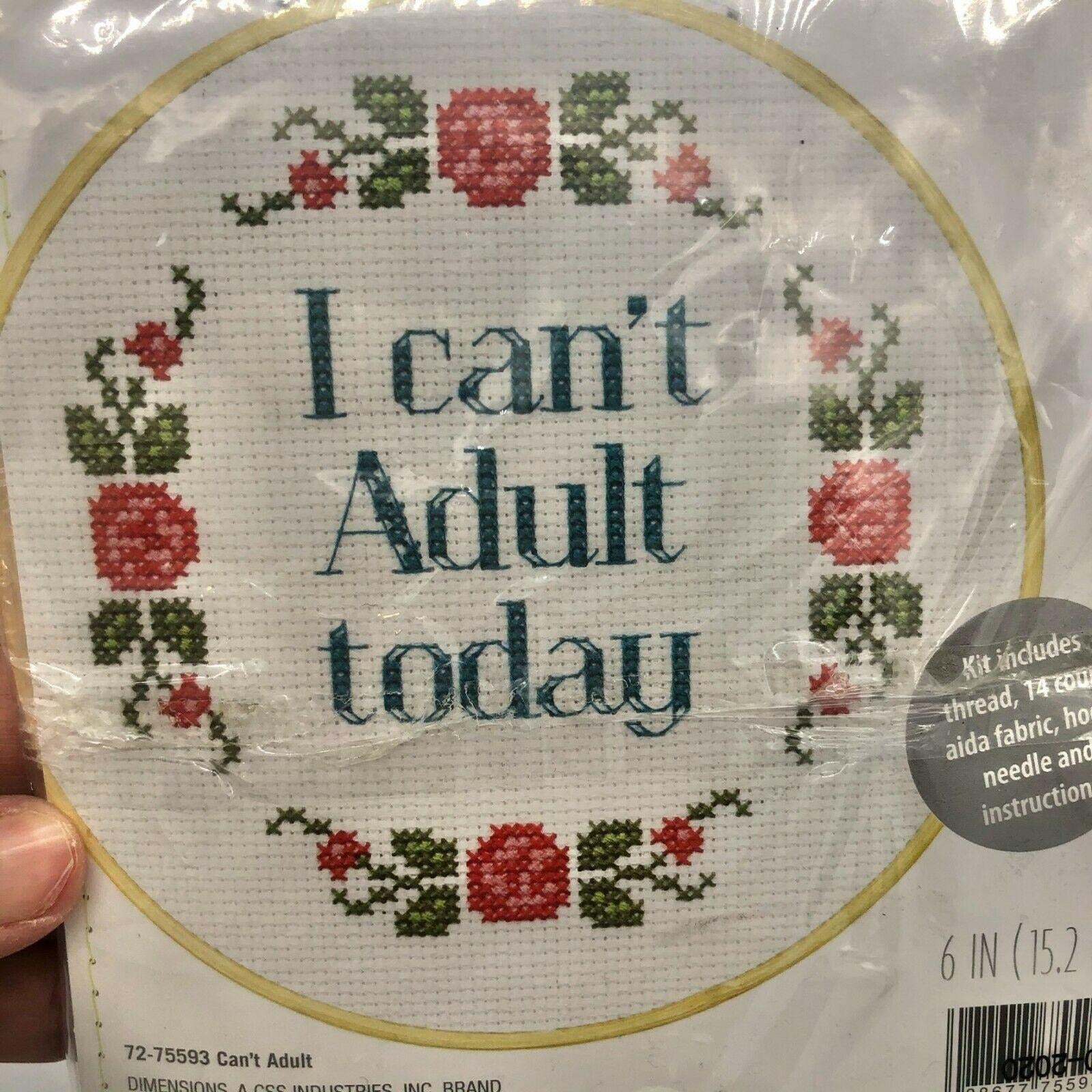 Dimensions 'I Can't Adult Today' Counted Cross Stitch Kit for